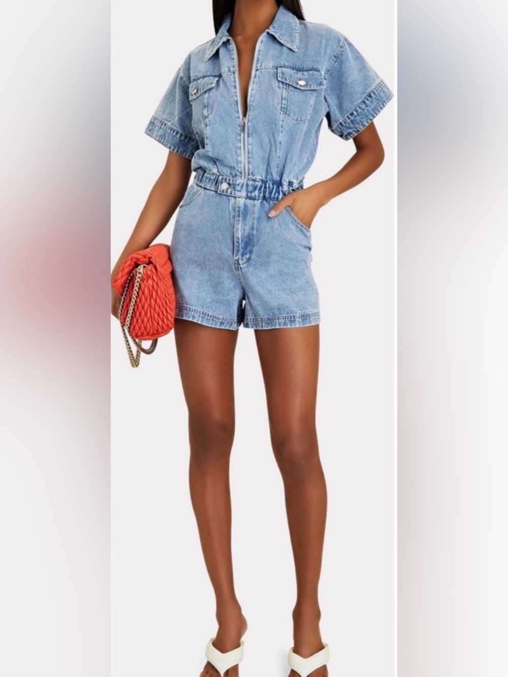 We Wore What Flight Denim Romper
